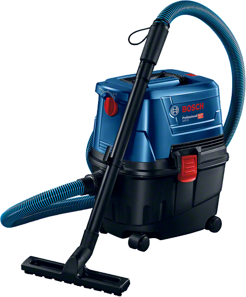 Bosch GAS 15 wet dry extractor with 10 liter container.