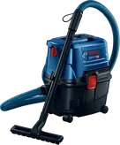 Bosch GAS 15 wet dry extractor with 10 liter container.