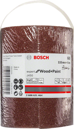 J450 Expert for Wood and Paint, 115mm X 5m, G60 Bosch J450 Expert Wood+Paint sanding roll 115mm x 5m G60.