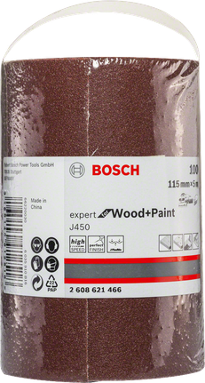 J450 Expert for Wood and Paint, 115mm X 5m, G100 Bosch sanding roll Wood+Paint 115mm×5m.