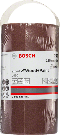 J450 Expert for Wood and Paint, 115mm X 5m, G240 Bosch J450 Expert for Wood and Paint 115mm x 5m G240 sanding roll.