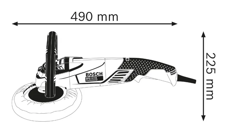 Polisher dimensions diagram.