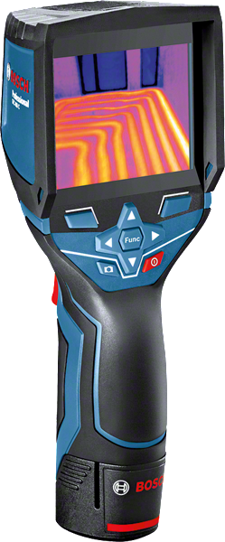 Bosch GTC 400 C thermal imaging camera detects heat patterns.