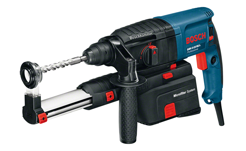 Bosch GBH 2-23 REA hammer with dust extraction system.
