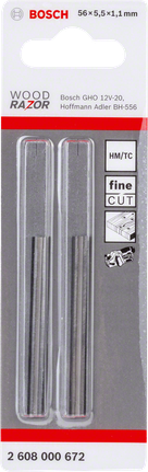Planer knife 56 mm, straight, tungsten carbide, 40° Bosch 56 mm planer knife tungsten carbide.