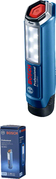 Blue Bosch LED work light.