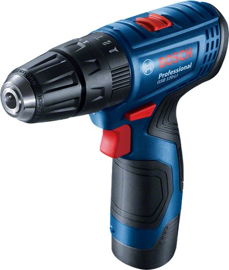 Bosch GSB 120-LI cordless drill driver, ergonomic grip.