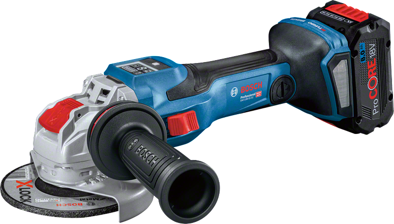 Bosch GWX 18V-15 SC cordless angle grinder with X-LOCK.