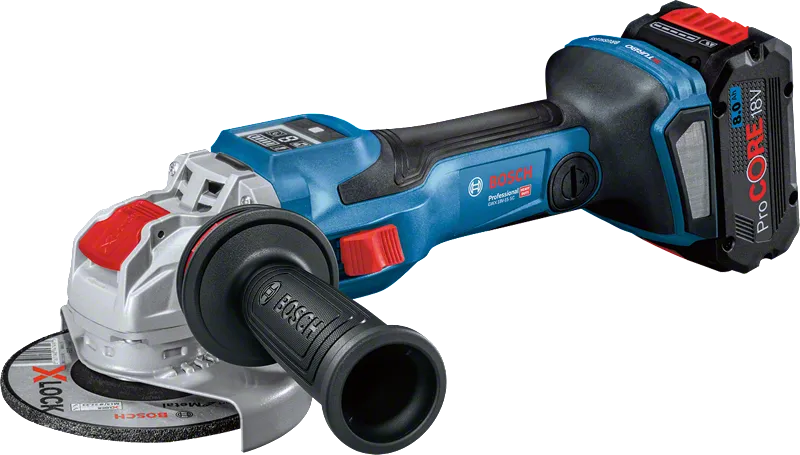 Bosch GWX 18V-15 SC cordless angle grinder with X-LOCK.