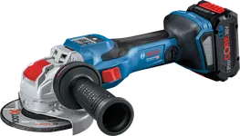 Bosch GWX 18V-15 SC cordless angle grinder with carrying case.