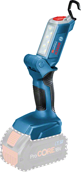 Bosch GLI 18V-300 LED work light with ProCORE18V battery.