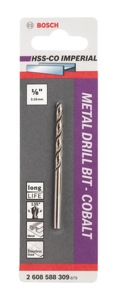Bosch metal drill bit cobalt 1/8 inch for metal and inox.