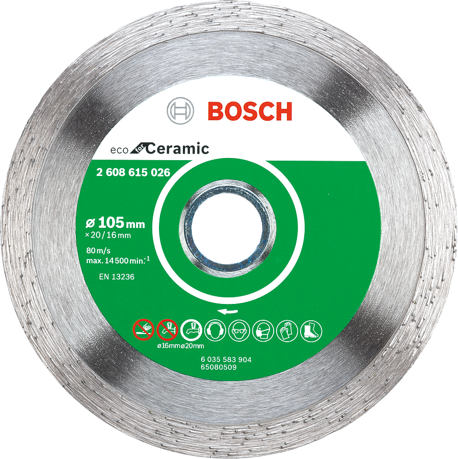 Bosch diamond cutting disc, continuous rim 105mm for ceramics.