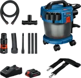 Bosch GAS 18V-10L cordless wet and dry vacuum set.