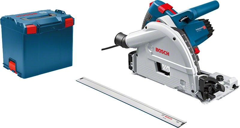 Bosch GKT 55 GCE plunge saw with guide rail.