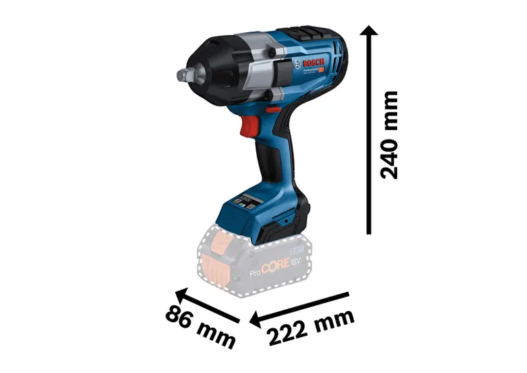 Bosch GDS 18V-1000 cordless impact wrench, 1000 Nm torque.