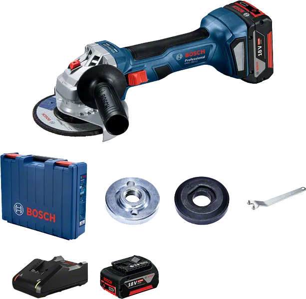 Bosch GWS 180-LI cordless angle grinder with 18V battery.
