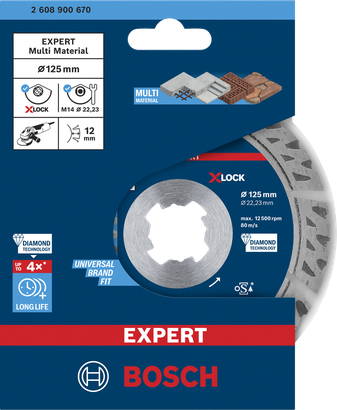 Bosch EXPERT MultiMaterial X-LOCK diamond cutting disc 125×22.23×2.4×12 mm