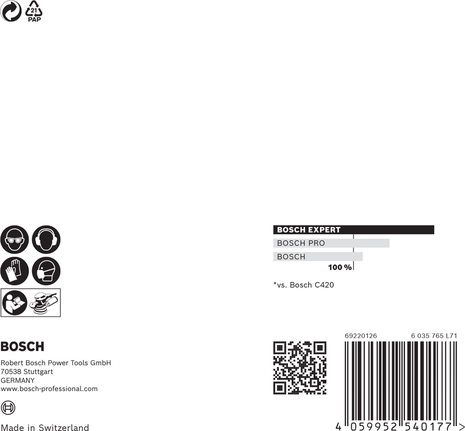 EXPERT M480 Sanding Net for Random Orbital Sanders 125 mm, G 400 5-pc Bosch EXPERT M480 sanding net 125 mm G 400 5-pc