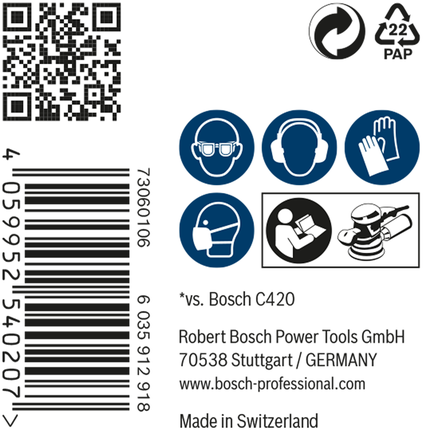 EXPERT M480 Sanding Net for Random Orbital Sanders 125 mm, G 120 50-pc Bosch EXPERT M480 sanding net 125mm G120