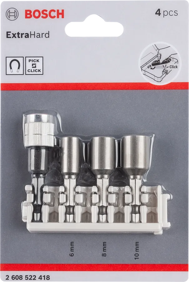 Bosch ExtraHard socket set 6 mm 8 mm 10 mm.