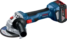 Bosch GWS 180-LI cordless angle grinder with 18V battery.