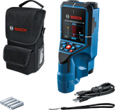 Bosch D-Tect 200 C wall scanner with case and accessories.
