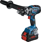 Bosch GSB 18V-150 C cordless combi drill with side handle.