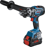 Bosch GSR 18V-150 C cordless drill with side handle.