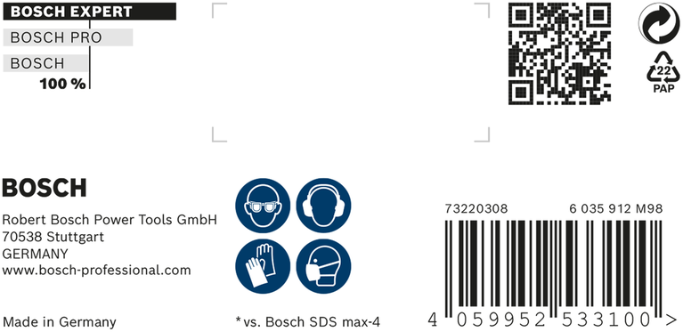 EXPERT SDS max-8X Hammer Drill Bit 22 x 800 x 920 mm Bosch EXPERT SDS max-8X 22×800×920 mm drill bit packaging.