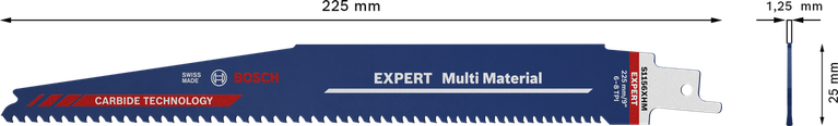 EXPERT ‘Multi Material’ S 1156 XHM Reciprocating Saw Blade 1-pc Bosch EXPERT Multi Material reciprocating saw blade 225mm.