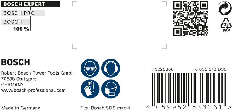 EXPERT SDS max-8X Hammer Drill Bit 30 x 200 x 320 mm EXPERT SDS max-8X Hammer Drill Bit 30 x 200 x 320 mm