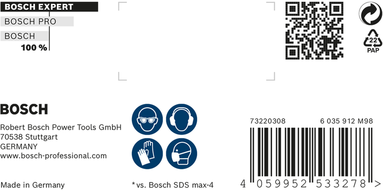 EXPERT SDS max-8X Hammer Drill Bit 30 x 400 x 520 mm EXPERT SDS max-8X Hammer Drill Bit 30 x 400 x 520 mm