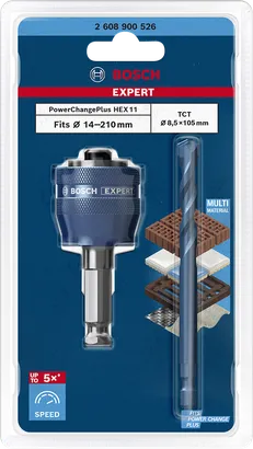 Bosch PowerChange Plus arbor 11 mm, TCT drill 8.5 x 105 mm set.