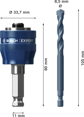 Bosch EXPERT Power Change Plus Hole Saw System Arbor and TCT drill 8.5 mm.