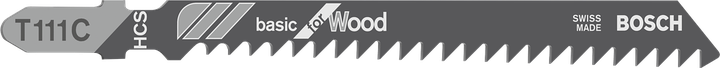 Bosch T111C jigsaw blade for basic wood cutting.