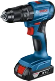 Bosch GSB 185-LI cordless drill, 18V 2.0Ah battery.