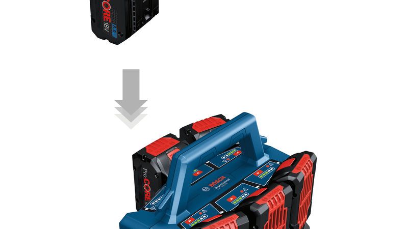 Bosch GAL 18V6-80 charger with multiple battery slots.