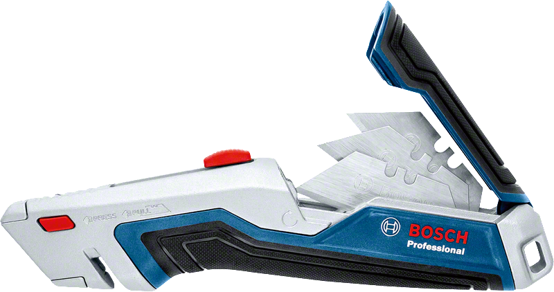 Hand Tool Mixed Set 13pc Bosch utility knife with spare blade storage.