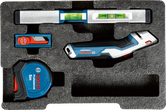 Bosch 13-piece hand tool set with tape measure and laser measure.