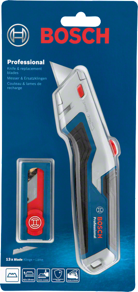 Bosch knife and blades set for cutting tasks.