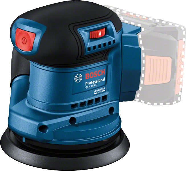 Bosch GEX 18V-LI cordless random orbit sander.