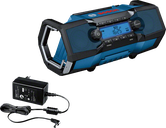 Bosch GPB 18V-2 C jobsite radio with charger.