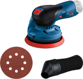 Bosch GEX 12V-125 cordless random orbit sander set.