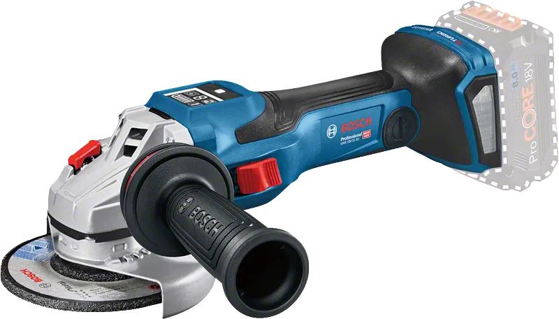 Bosch GWS 18V-15 SC cordless angle grinder.
