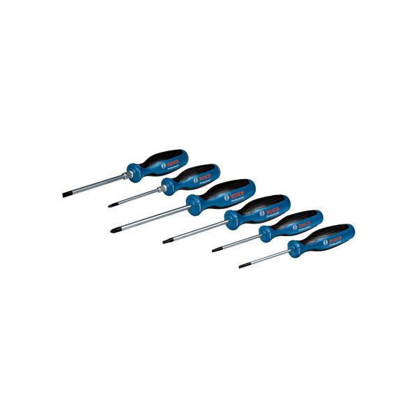 Screwdriver Set 6pc SL/PH/PZ/TX Bosch screwdriver set 6pc SL/PH/PZ/TX, ergonomic handles.
