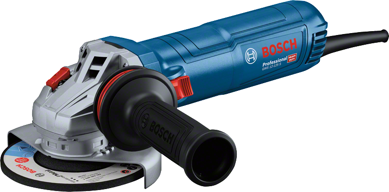 Bosch GWS 12-125 S angle grinder with ergonomic side handle.