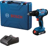 Bosch GSB 18V-45 cordless drill set with case and charger.