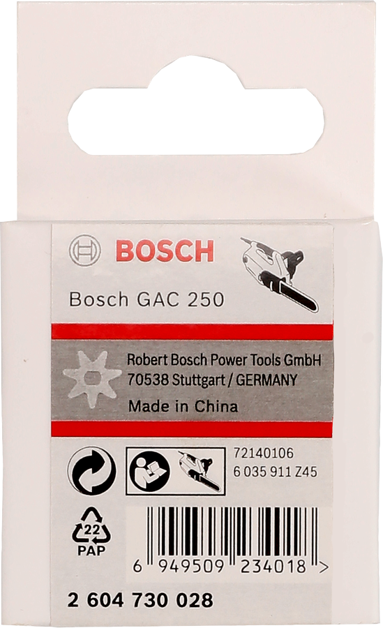 Bosch GAC 250 drive sprocket packaging.