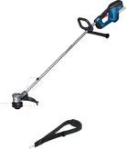 Bosch GRT 18V-33 cordless grass trimmer with strap.